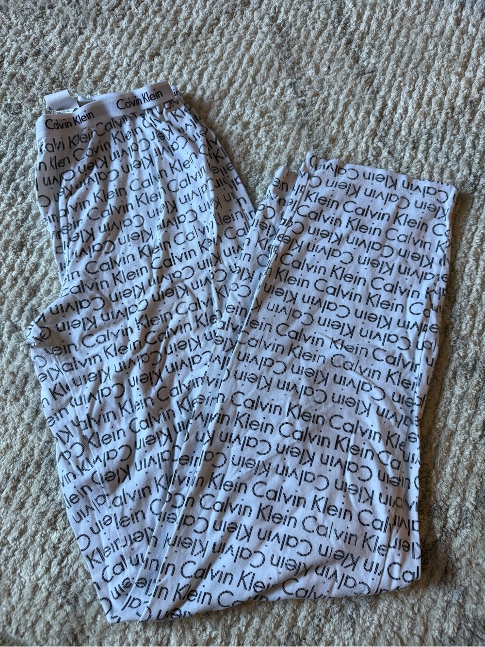 Calvin Klein White Logo-Print Pajama Pants